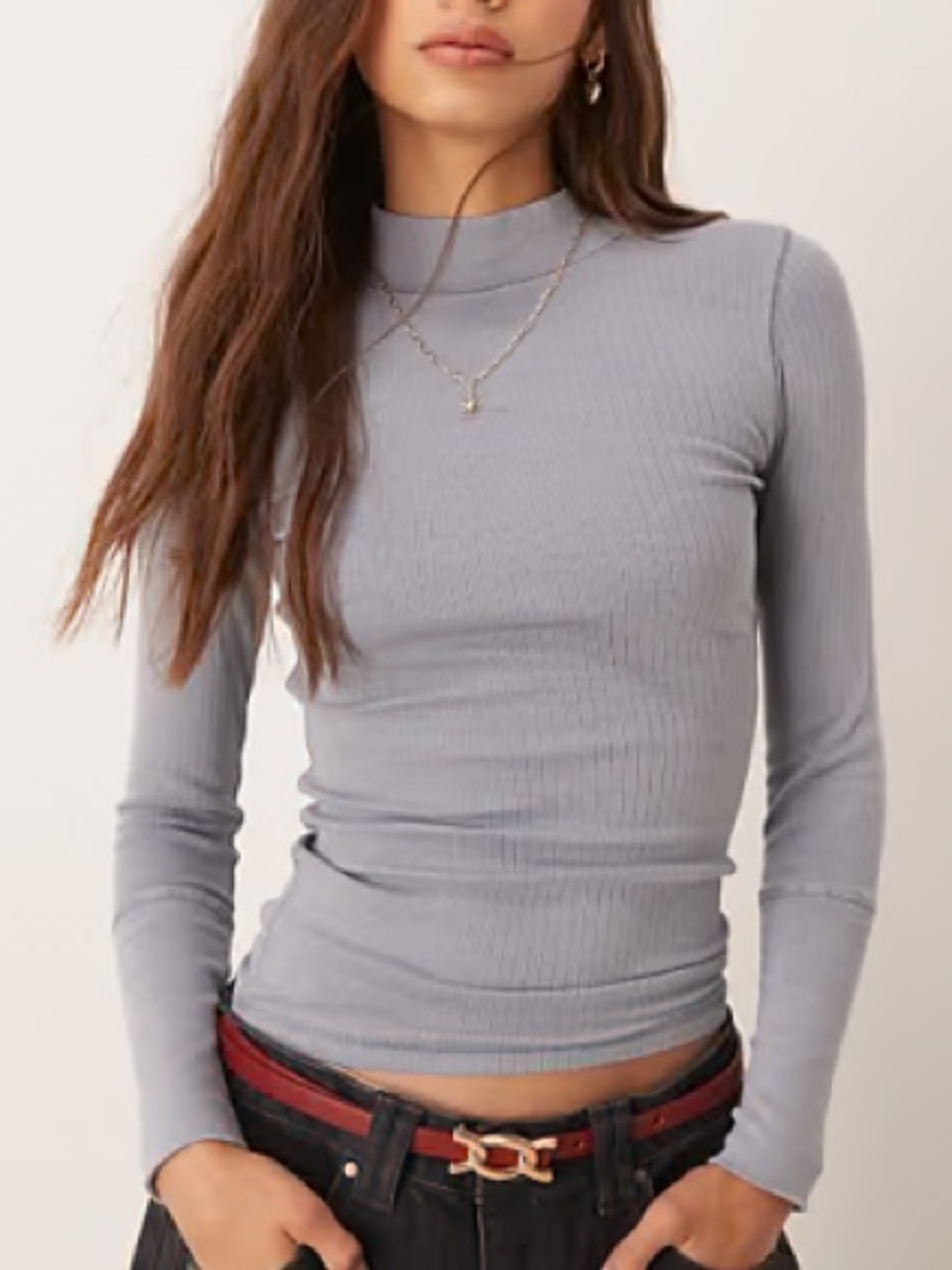 Free People Intimately The Rickie Top Long Sleeve Gray Shirt